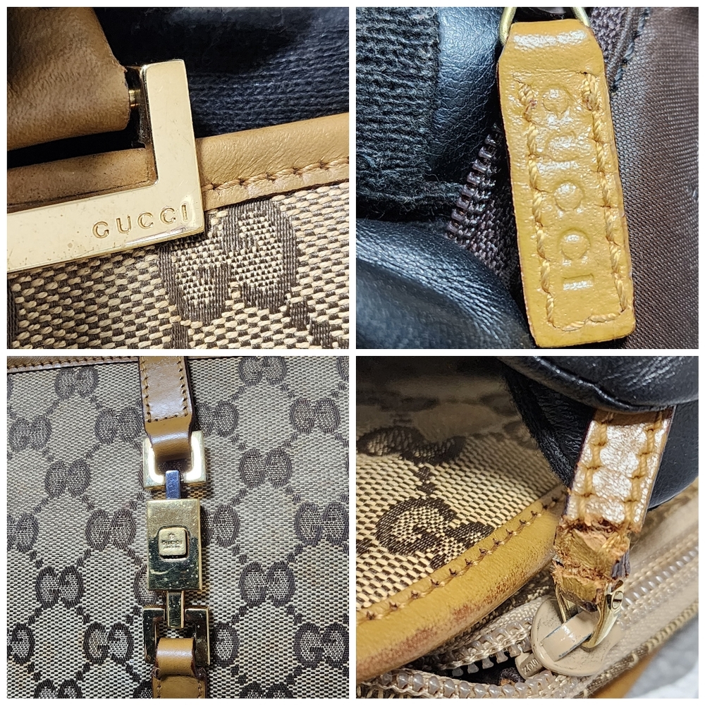 Gucci Vintage Piston Lock Jackie Shoulder Bag Brown/Beige - Picture 8 of 16
